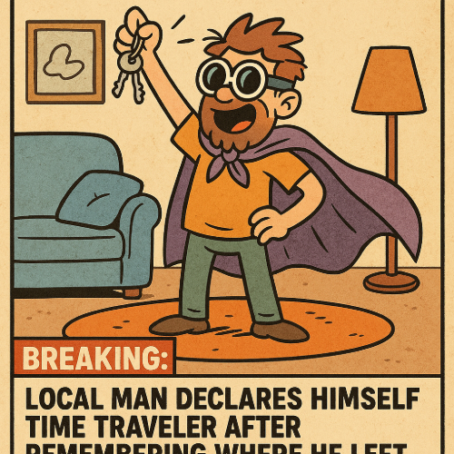BREAKING: Local Man Declares Himself Time Traveler After Remembering Where He Left His Keys