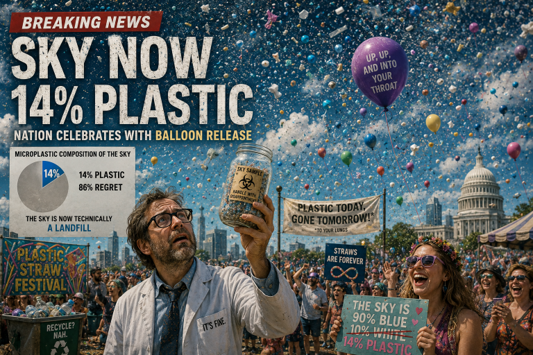 Scientists Confirm Sky Now Contains 14% Plastic; Nation Celebrates With Balloon Release
