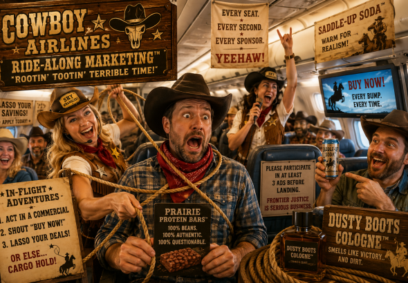 Cowboy Airlines Launches First-Ever ‘Ride‑Along Marketing Experience,’ Promises Passengers a Rootin’ Tootin’ Terrible Time