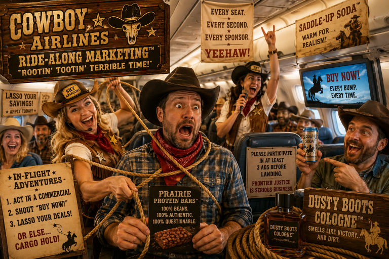 Cowboy Airlines Launches First-Ever ‘Ride‑Along Marketing Experience,’ Promises Passengers a Rootin’ Tootin’ Terrible Time