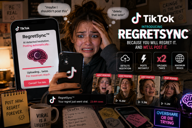 “TikTok Announces New Feature That Automatically Posts Whatever You Regret Most”